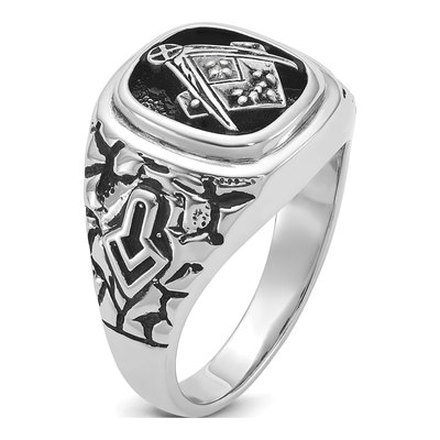 Men's 14K White Gold Diamond Masonic Ring – view 6