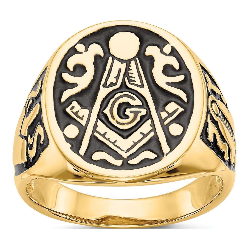 IB Goodman 14K Gold Men's Masonic Ring, Black Enamel