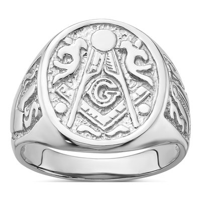 Men's 14K White Gold Masonic Ring
