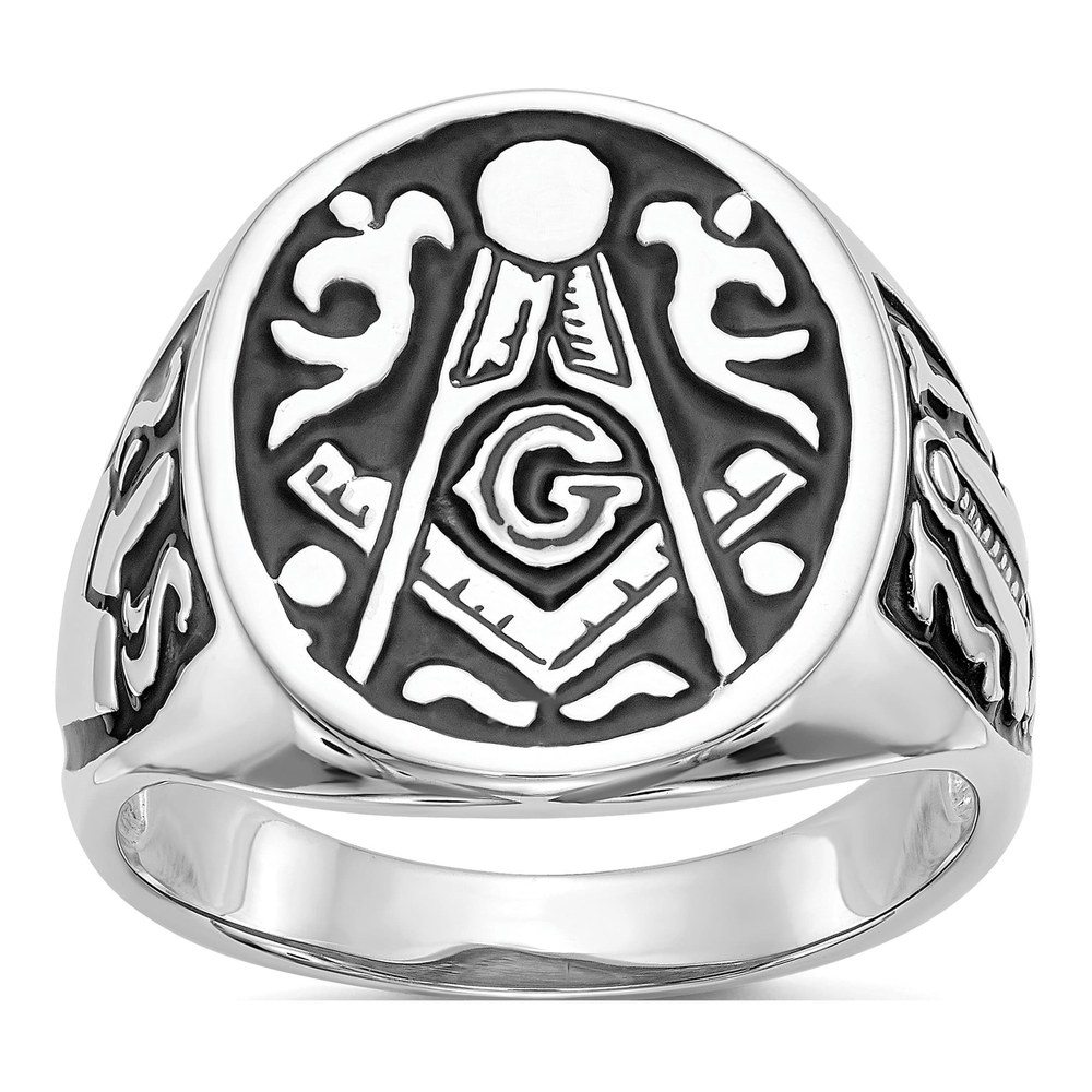 Men's 14K White Gold Masonic Ring