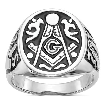 Men's 14K White Gold Masonic Ring
