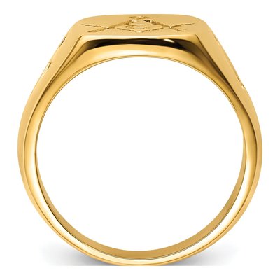 Men's 14K Yellow Gold Grooved Masonic Ring – view 3