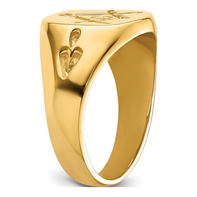 Men's 14K Yellow Gold Grooved Masonic Ring – view 7