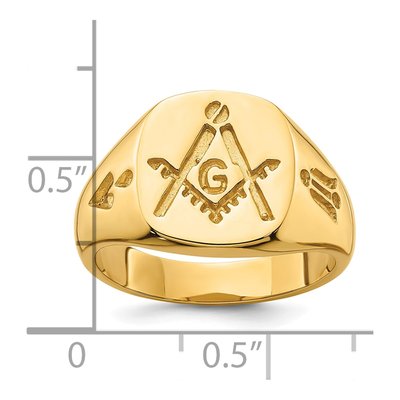 Men's 14K Yellow Gold Grooved Masonic Ring – view 8