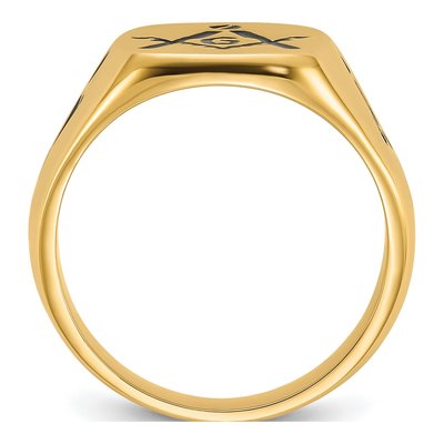 Men's 14K Yellow Gold Black Enamel Masonic Ring – view 2