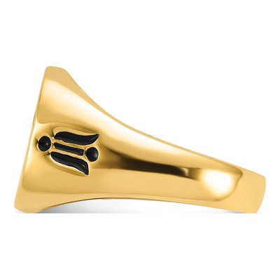 Men's 14K Yellow Gold Black Enamel Masonic Ring – view 3