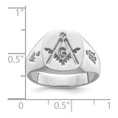 Men's 14K White Gold Masonic Ring – view 5