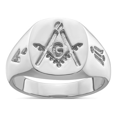 Men's 14K White Gold Masonic Ring
