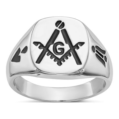 Men's 14K White Gold Masonic Ring