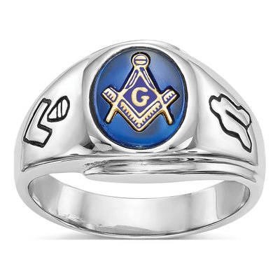 Men's 14K White Gold Masonic Ring