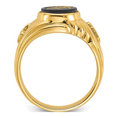 Men's 14K Yellow Gold Onyx Masonic Ring – view 3