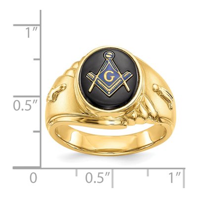 Men's 14K Yellow Gold Onyx Masonic Ring – view 7