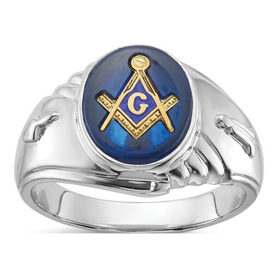 Men's 14K White Gold Masonic Ring