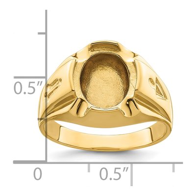 Men's 14K Yellow Gold Grooved Masonic Ring Mounting – view 8