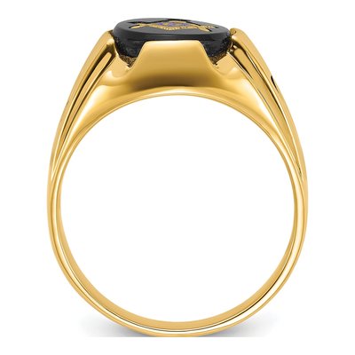 Men's 14K Yellow Gold Onyx Masonic Ring – view 3