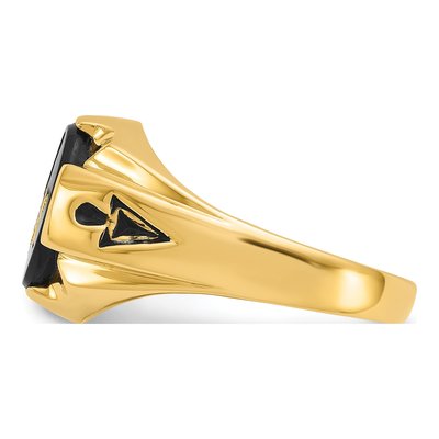 Men's 14K Yellow Gold Onyx Masonic Ring – view 4