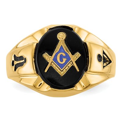Men's 14K Yellow Gold Onyx Masonic Ring – view 5