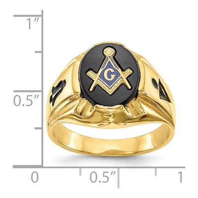 Men's 14K Yellow Gold Onyx Masonic Ring – view 7