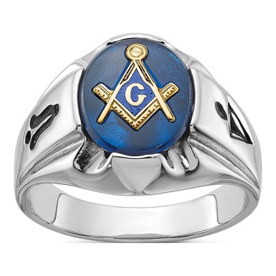 Men's 14K White Gold Masonic Ring