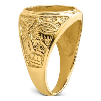 Men's 14K Yellow Gold Oval Masonic Ring Mounting – view 6