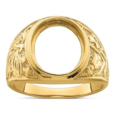 Men's 14K Yellow Gold Oval Masonic Ring Mounting