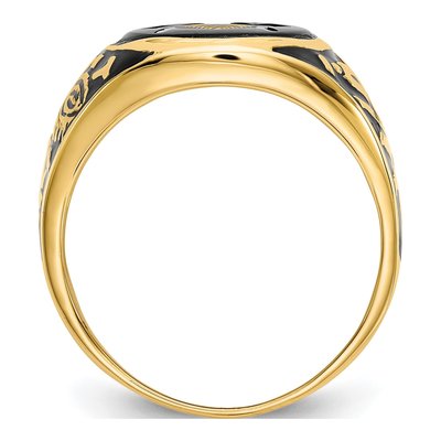 Men's 14K Yellow Gold Onyx Masonic Ring – view 3