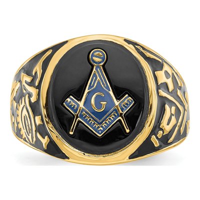 Men's 14K Yellow Gold Onyx Masonic Ring – view 5