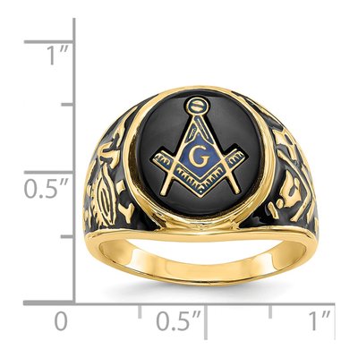 Men's 14K Yellow Gold Onyx Masonic Ring – view 7