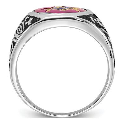 Men's 14K White Gold Lab-Created Ruby Masonic Ring – view 2