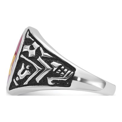 Men's 14K White Gold Lab-Created Ruby Masonic Ring – view 3