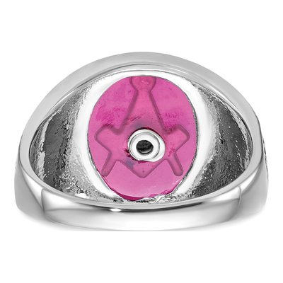 Men's 14K White Gold Lab-Created Ruby Masonic Ring – view 5