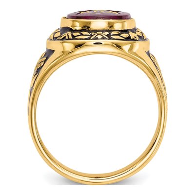 Men's 14K Yellow Gold Lab-Created Ruby Masonic Ring – view 3