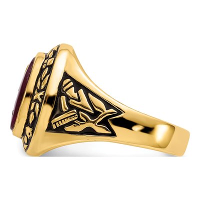 Men's 14K Yellow Gold Lab-Created Ruby Masonic Ring – view 5