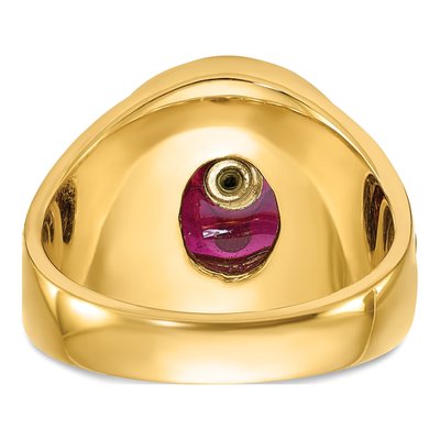 Men's 14K Yellow Gold Lab-Created Ruby Masonic Ring – view 7