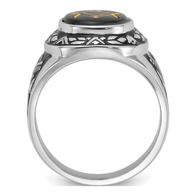 Men's 14K White Gold Onyx Masonic Ring – view 2