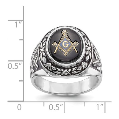 Men's 14K White Gold Onyx Masonic Ring – view 3