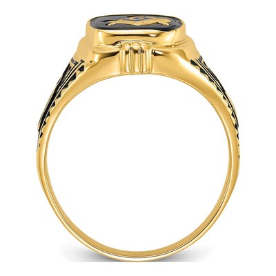 Men's 14K Yellow Gold Onyx Masonic Ring – view 2