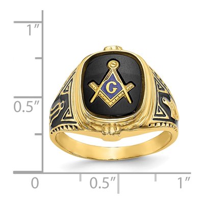 Men's 14K Yellow Gold Onyx Masonic Ring – view 6