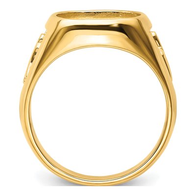 Men's 14K Yellow Gold Textured Masonic Ring Mounting – view 2