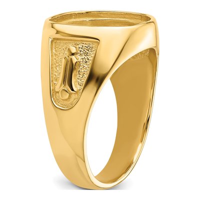 Men's 14K Yellow Gold Textured Masonic Ring Mounting – view 5