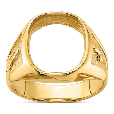 Men's 14K Yellow Gold Textured Masonic Ring Mounting