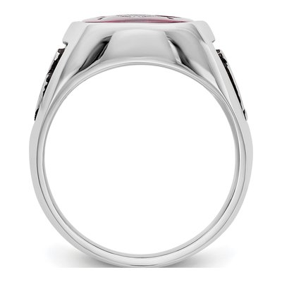 Men's 14K White Gold Lab-Created Ruby Masonic Ring – view 3