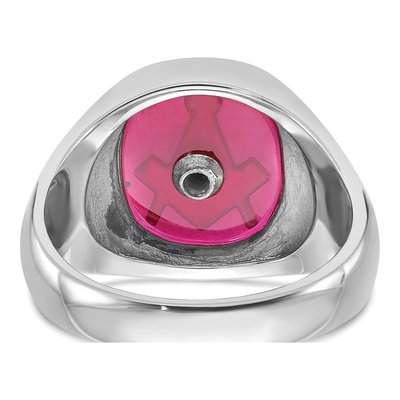 Men's 14K White Gold Lab-Created Ruby Masonic Ring – view 7