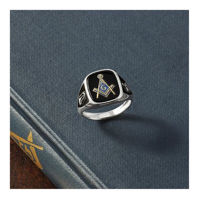 Men's 14K White Gold Masonic Ring Mounting – view 8