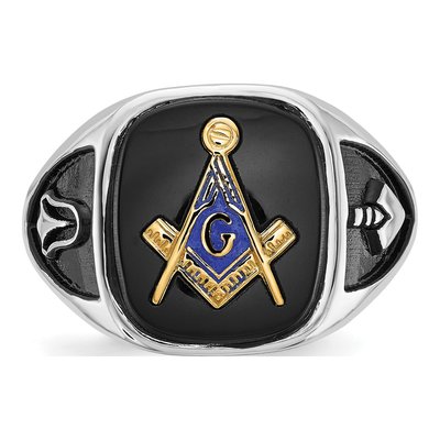 IB Goodman 14K White Gold Onyx Masonic Ring for Men – view 5