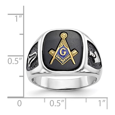 IB Goodman 14K White Gold Onyx Masonic Ring for Men – view 7