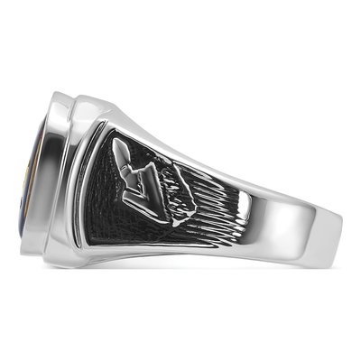Men's 14K White Gold Simulated Blue Spinel Masonic Ring – view 4