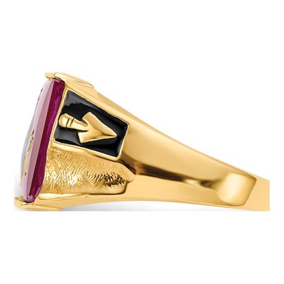 Men's 14K Yellow Gold Lab-Created Ruby Masonic Ring – view 4