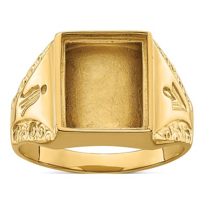 Men's 14K Yellow Gold Masonic Ring Mounting