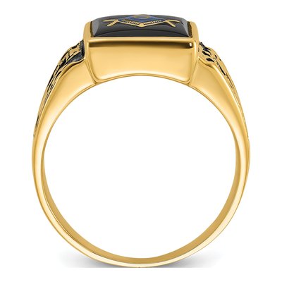 Men's 14K Yellow Gold Onyx Textured Ring – view 2